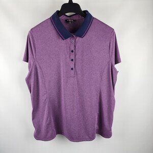 Kerrits Shirt Womens Polo 1X Purple Striped Equestrian S/S Polo